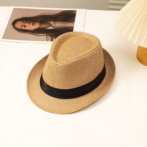 Straw Fedora Hat Summer Sunshade Breathable Beach Vintage Jazz Style For Men Women Ribbon Band Classic Travel