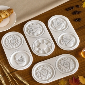 Set di 4 stampi in silicone per resina con 8 motivi geometrici chakra circolari unici