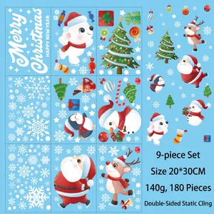 Detail von 9 Blättern Weihnachts-Fensterbildern mit Weihnachtsmann- und Rentier-Motiven