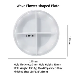 Spécifications du moule en silicone pour plat ondulé avec dimensions 135x135x28mm