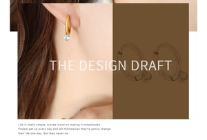 Detailed comparison of gold stud earrings with cubic zirconia and design draft