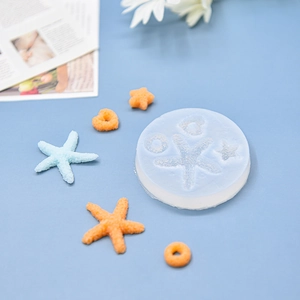 Ocean theme silicone mold with starfish and heart shapes for DIY resin crafts