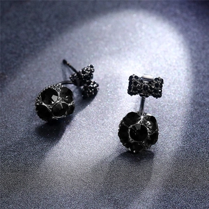 Pendientes de lazo de cristal negro con diseño de bola colgante y detalles de strass brillantes
