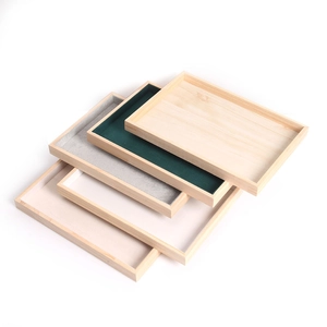 Solid wood jewelry display trays with velvet lining for bracelets and watches