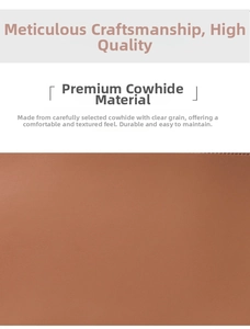 Close-up of premium brown cowhide leather texture with smooth finish and natural grain