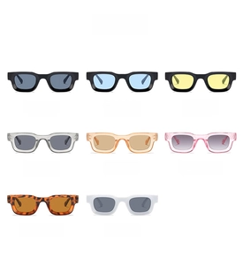 Grid view showcasing eight assorted color options for retro rectangular sunglasses