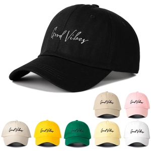 Good Vibes Embroidered Baseball Cap Pure Cotton Breathable Sun Protection Outdoor Casual Hat For Men Women