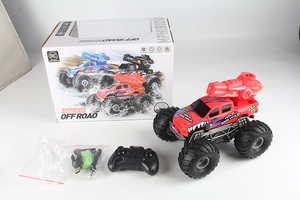 Waterproof RC monster truck with 4WD remote control and rechargeable battery set
