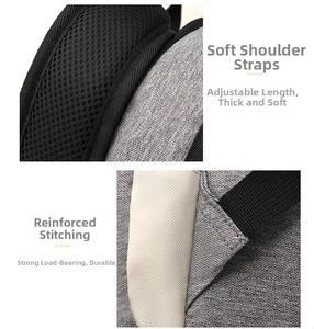 Detail of padded breathable shoulder straps with reinforced stitching on a large diaper bag