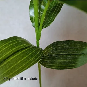 3D printed film artificial bamboo leaves in green tones with realistic branched structure