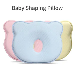 Baby Shaping Pillow Memory Foam Breathable Mesh Bear Shape Prevent Flat Head Newborn Sleep Head Support