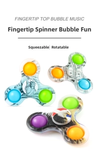 Set di 3 fidget spinner con temi USA e bolle in silicone comprimibili e ruotabili