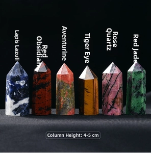 Detailed set of 4-5cm hexagonal natural crystal columns with unique textures and colors