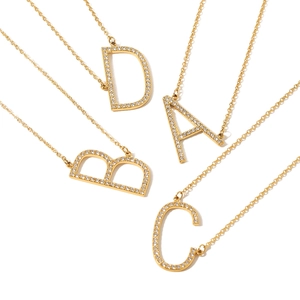 18k gold plated stainless steel letter necklace set with shimmering zircons