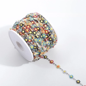 Colorful daisy stainless steel chain with 18K gold plating for DIY jewelry making