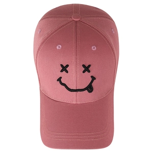 Casquette de baseball en coton rose avec logo smiley brodé pour protection solaire