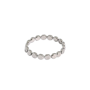 S925 sterling silver minimalist beaded ring with polished flat circular dots for women