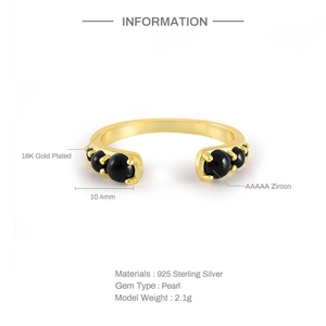 Detail showing 925 sterling silver 18K gold ring specifications with pearl and zircon
