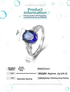 Detail view of oval blue sapphire ring with S925 mark on adjustable silver band
