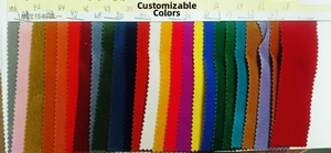 Detailed fabric color chart showing multiple textile samples for cosmetic bags