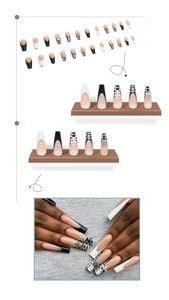 Gothic long coffin press-on nails with spider web patterns and silver cross charms
