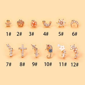 Lot de 12 boucles d'oreilles en acier inoxydable avec croix et pierres en zircone