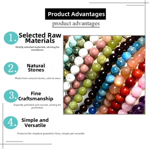 Detailed close-up of polished natural stone beads in assorted colors for DIY jewelry making