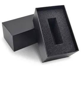 Sleek matte black watch gift box with high-density foam insert and elegant two-piece design