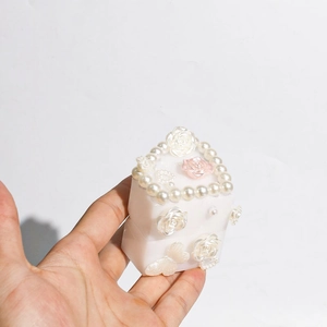 Detailed relief roses and pearls on handcrafted silicone jewelry box mold design