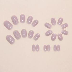 24 pieces of soft purple jelly square oval press-on nails with minimalist matte finish