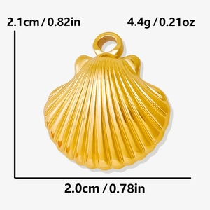 Detailed dimensions of a golden 304 stainless steel shell pendant for DIY jewelry making