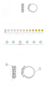 Detail of S925 sterling silver hoop earrings featuring D color VVS1 moissanite stones