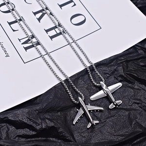 Aircraft Pendant Necklace Stainless Steel And Alloy Fighter Jet Hip Hop Minimalist Fashion Jewelry For Men Women