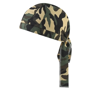Woodland camouflage durag with long straps and breathable fabric for sports and fitness