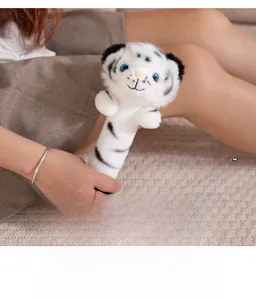 Manual white tiger plush massage hammer tool for back and shoulder muscle relief