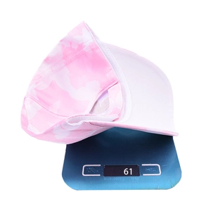Pink and white marble print baseball cap for girls, butterfly style sun hat, weighs 61g