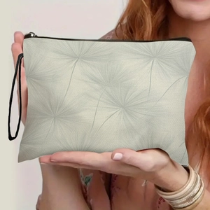 Borsa Per Cosmetici In Lino Floreale Pochette Da Toilette Con Cerniera E Cinturino Da Polso Organizzatore Per Trucco Portatile Borsa Da Viaggio Per Donne