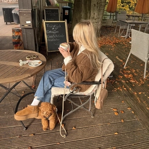 Vintage Dames Corduroy Gewatteerde Jas Met Veters Lange Mouwen Gewatteerde Mantel Retro Bruin Losse Pasvorm Herfst Winter