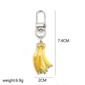 Mini banana keychain with AB iridescent coating, size 7.4x2cm, weighing 6.9g