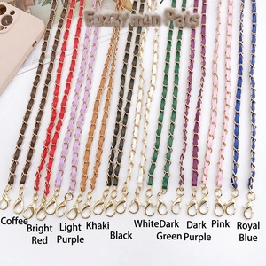 Colorful leather woven chain straps with gold lobster clasps for bags and phone cases