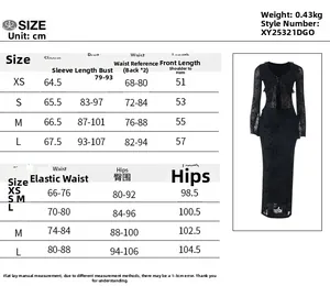 Detailed size chart for women's knit long sleeve top and skirt two-piece clothing set