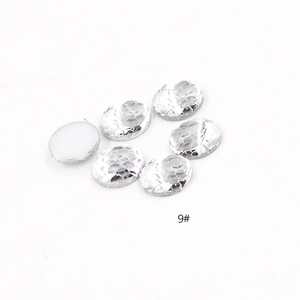 Detailed view of silver 9# round fish scale resin flatback gems for DIY jewelry making