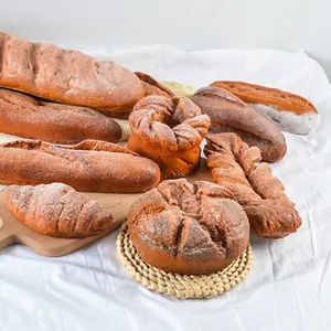 Realistic Artificial Rye Bread Models PU Foam Fake Baguette Croissant European Food Photography Props Home Kitchen Decoration