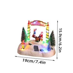 Boîte à musique de Noël avec Père Noël, lumières LED et enfants, décor festif