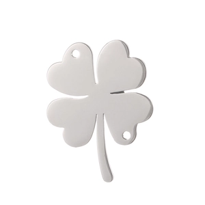 Polished silver titanium steel four-leaf clover pendant accessory with dual connector holes