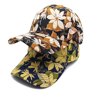 Vintage Blumen Baseballkappe in Dunkelblau mit floralem Stickmuster und Sonnenschutz