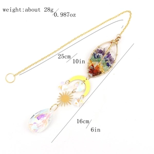 Golden Tree of Life suncatcher with crystals and size markings, 25cm total length