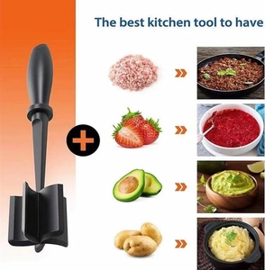Multi-functional black meat chopper for mashing ground beef, strawberries and potatoes