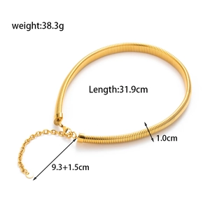 Gold stainless steel snake chain necklace with detailed length and weight measurements