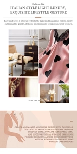 Détails de la nuisette en satin rose avec imprimé cœur et dentelle noire sophistiquée